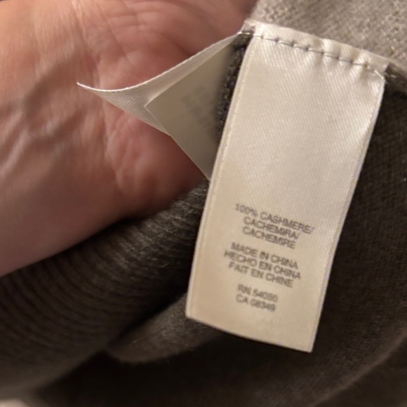 Jones New York Gray & Tan Cowl Neck Sweater 100% Cashmere - Picture 4 of 8